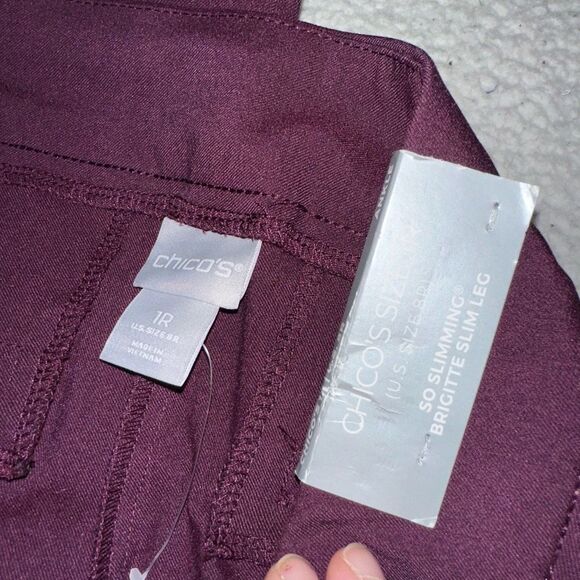 Chicos So Slimming Bridgette Slim Leg Ankle Pants Womens Burgundy 8R (1R) NWT - Picture 9 of 11